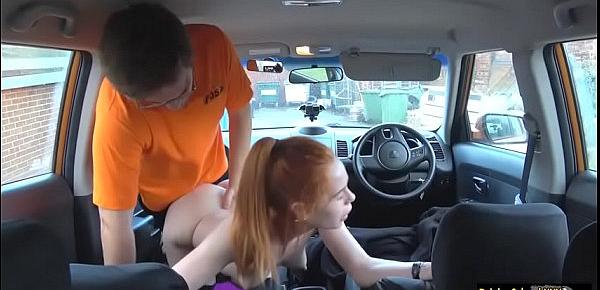 Redhead teen Ella gets boned by her driving instructor